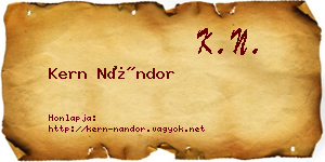 Kern Nándor névjegykártya